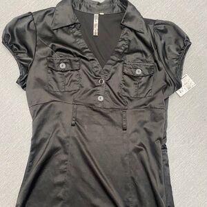 Rich Black Satin Blouse